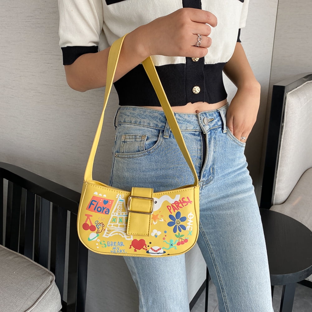 Shoulder Bag For Kids Retro Fashion License Plate Graffiti Leather Hand Totes Bag Causal Handbags Zipped Shoulder Organizer For Lady Girls Womens Totes Women 