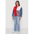 thumbnail image 4 of Womens Plus Size Daisy Color Blocked Denim Sleeve Sweater, 4 of 5