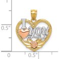 thumbnail image 5 of 14K Two-Tone With White Rhodium I Love You Heart Pendant (20 X 17) Made In United States k2589, 5 of 6