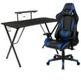 thumbnail image 2 of Emma + Oliver Gaming Bundle-Desk, Cup Holder/Headphone Hook & Blue Reclining Chair, 2 of 12