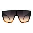 thumbnail image 1 of SA106 80s Flat Top Shield Robotic Plastic Sunglasses Black Tortoise Black Brown, 1 of 4