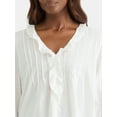 thumbnail image 4 of Time and Tru Women's Ruffle Neck Blouse with 3/4-Length Sleeves, Sizes XS-XXXL, 4 of 5