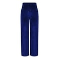thumbnail image 6 of Womens Dress Pants Women's Velvet Elastic Waist Pants Straight Leg Long Pants Velour Stretchy Loungewear Sweatpants with Pockets Womens Wide Leg Trousers Pants S-100 Blue S, 6 of 7