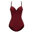 thumbnail image 1 of Underwire White Bodysuit Women Shapers Stretch Solid Color Silky Underwear Bodysuits Shapewear Burgundy, 1 of 5