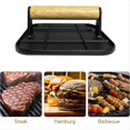 thumbnail image 4 of Prensa de Carne con de Madera Prensa de Hamburguesas Cuadrada de 6 Pulgadas Herramienta Trituradora de Hamburguesas de Aluminio Uso para Cocinar A la Parrilla y A la Plancha, 4 of 5