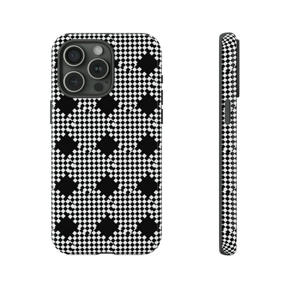 Black & White Diamond Shape Tough iPhone 15 Case-iPhone-iPhone Case