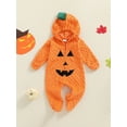 thumbnail image 5 of Jxzom Newborn Baby Boy Girl Halloween Pumpkin Jumpsuit Face Zip Up Long Sleeve Footie Hooded Jumpsuit Romper Halloween Outfits, 5 of 9
