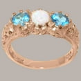thumbnail image 2 of LBG British Made 10k Rose Gold Natural Opal & Blue Topaz Womens Statement Ring - 33 size options - Size 9.25, 2 of 7