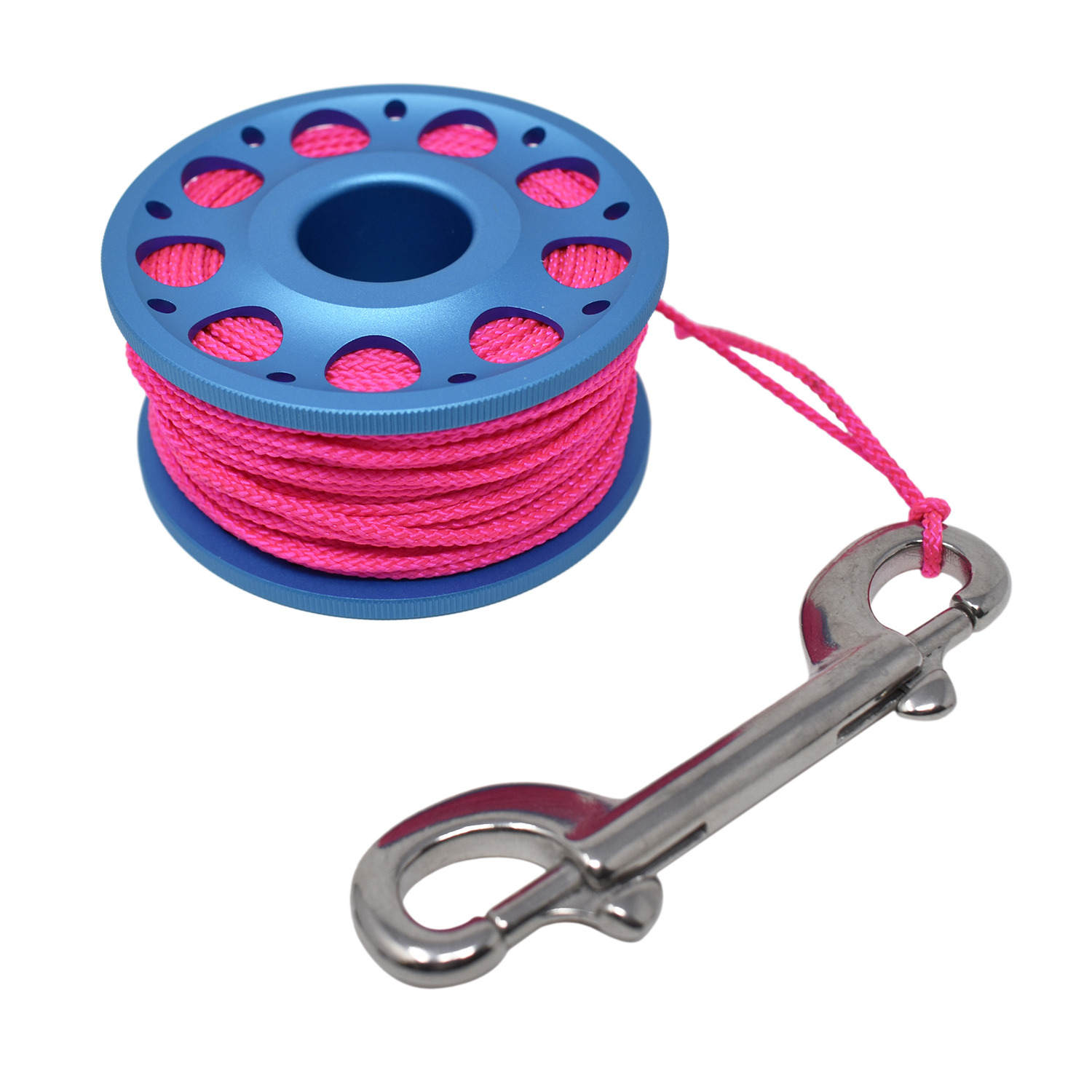 Aluminum Finger Spool 100ft Dive Reel w/ Retractable Holder, Baby Blue/Pink - image 3 of 4