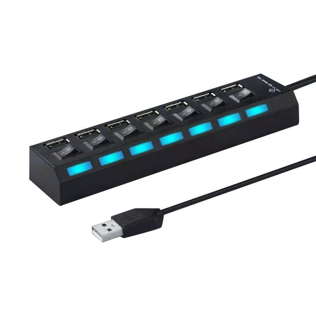 Usb Hub for Laptop Hi-Speed 4 Port Usb 2.0 Multi Hub Splitter Expansion Independent Switching with Work Indicator for Desktop Pc Laptop Adapter Usb Port Hub