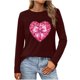 thumbnail image 3 of TaTaai Casual Comfy Women's Valentine Heart Print Long-Sleeve Blouse, Valentine's Day Daily Party Top, Round-Neck Multi-Season Tee Gift, 3 of 5