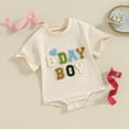 thumbnail image 3 of Bagilaanoe Newborn Baby Girl Boy Rompers Letter Embroidery Short Sleeve Bodysuits 3M 6M 12M 18M Infant Casual One Piece Short Jumpsuit, 3 of 8