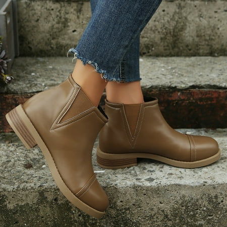 

Cathalem Women Boots Lace up Ankle Boots Short Boots Leather Boots For Women Ladies Shoes Boots for Women Booties Wide Width Brown 8