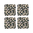 thumbnail image 2 of Kll Square Drink Coasters Set Of 4,Pu Leather Absorbent Coasters Set Decorative Coffee Cup Coasters Housewarming Gift For Home Decor-Flowers, 2 of 9