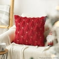 thumbnail image 2 of putnchl Christmas Tree Star Green Throw Pillow Cover Set of 2, 18 x 18 Inch Soft Plush Faux Fur Jacquard Festivals Winter Cushion Case Decoration for Sofa Couch（Red）, 2 of 7