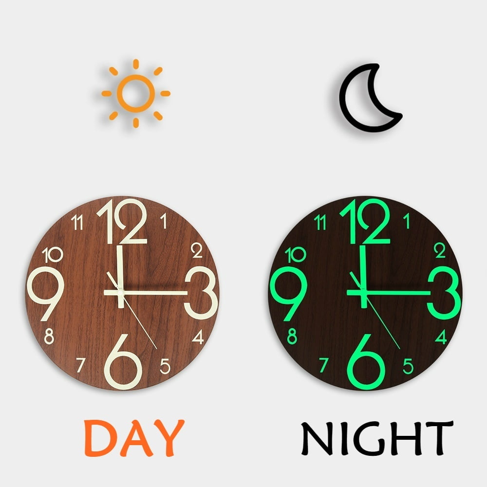 Willstar 1PC Luminous Wall Clock Number Quartz Glow In The Dark Night Light Hanging Clocks