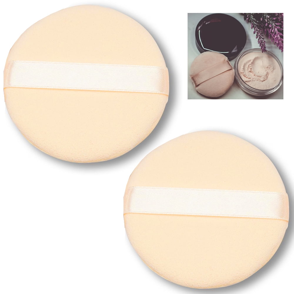 2 Cosmetic Powder Puff Velour Makeup Foundation Blender Sponge