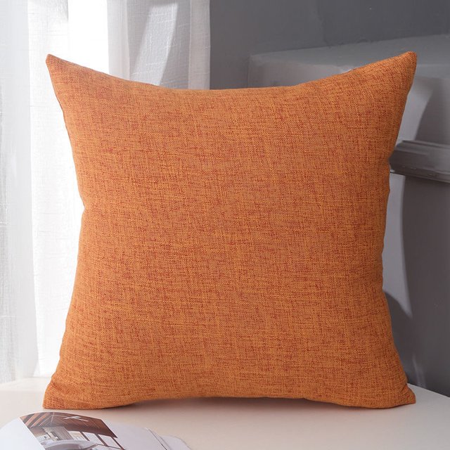 Xiao Hua 4 fundas de almohada de algodón y lino de color liso. Clásicas y atemporales, fundas de almohada sencillas de color puro, que quedan genial en cualquier cama. 40 x 40 cm (mandarina).