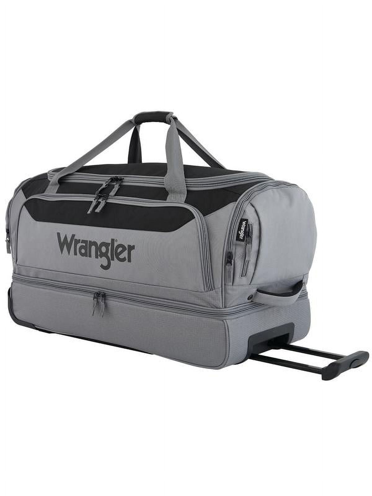 Wrangler 30" Drop-Bottom Rolling Travel Duffel with Interior Toiletry Pocket - Sharkskin
