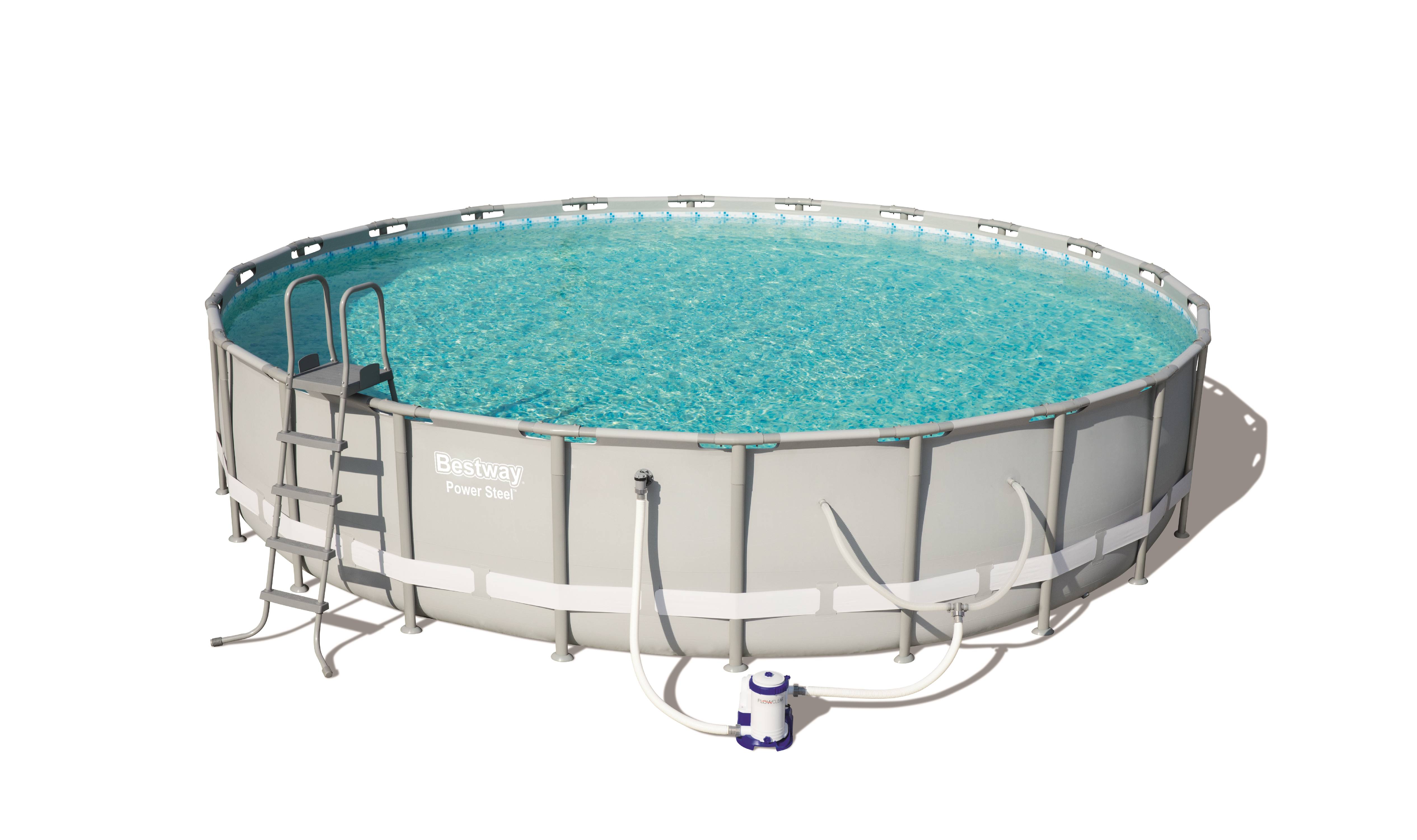 Bestway Power Steel 24′ x 52″ Frame Swimming Pool Set with Pump, Ladder and Cover