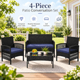 thumbnail image 4 of Patio Furniture Set on Sale, 4 Pieces Outdoor Rattan Conversation Sofa Set, All-Weather Wicker Patio Sets, Cushioned Sofa and Coffee Table for Garden Deck Courtyard, Nevy, 4 of 10