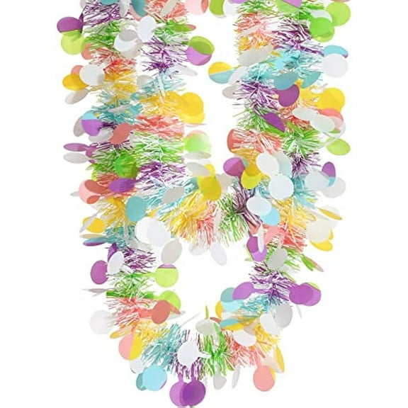 4 Pieces Easter Tinsel Garlands Colorful Easter Eggs Bunny Garland Spring Garland, Twist Metallic Festooning for Easter Party Tree Hanging Decoration, 6.56 ft in Length Per Piece