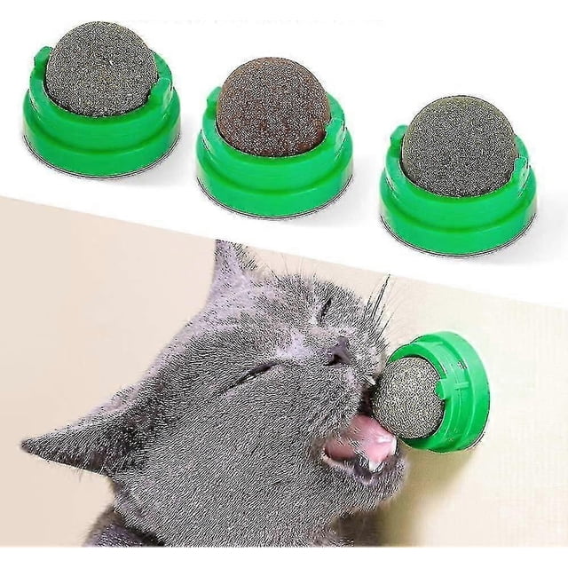 3 Silvervine Catnip Balls, Edible Kitty Toys For Cats Lick, Safe Healthy Kitten Chew Toys, Teeth Cleaning Dental Cat Toy, Cat Wall Treats