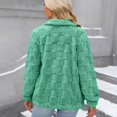 thumbnail image 4 of VISALY Women's Long Sleeve Full Zip Soft Warm Fleece Jacket Stand Up Collared Loose Solid Color Checkered Plush Cardigan Coat Soft Trendy Winter Coat Green M, 4 of 6