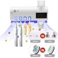 thumbnail image 4 of Soporte para cepillos de dientes con función de esterilizador ultravioleta con luz LED, ranura principal para 4 cepillos de dientes + dispensador de pasta de dientes, negro, 4 tazas TUNC Sencillez, 4 of 5