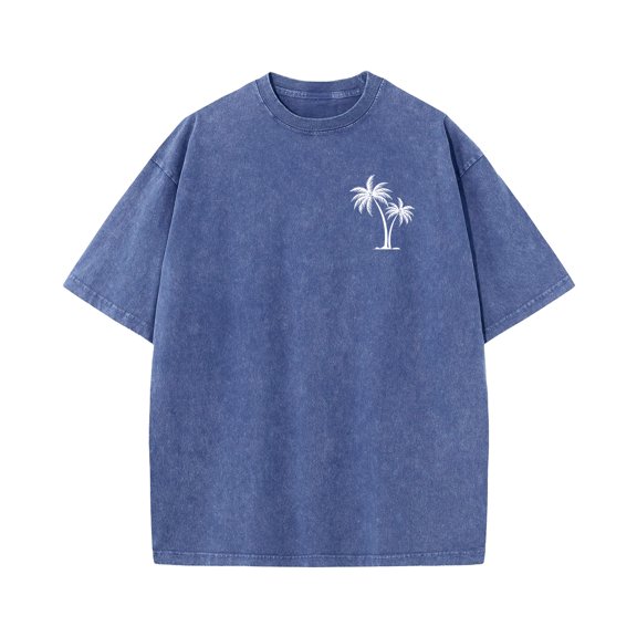 GrmtClth Men' Shirts Beach Summer Graphic Printed T-Shirts Workout Short Sleeve Top Dressy Crewneck Clothing Dark Blue M