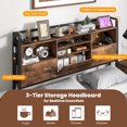 thumbnail image 3 of Exdeerjoy Industrial Metal Bed Frame With Storage Headboard And Charging Station, Full/Queen Size Platform Bed Frame With Metal Slats, 3 of 8