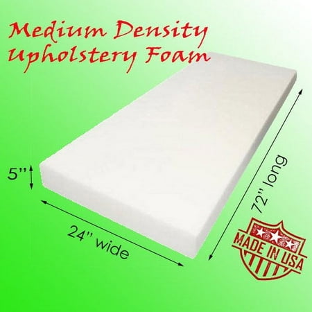 

AK-Trading Upholstery Foam Cushion - Medium Density 5 Height x 24 Width x 72 Length - Home or Commercial Use Seat Replacement Foam Cushion - Made in USA