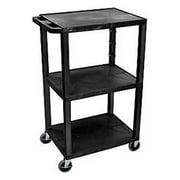 Luxor 300 lb. 24" x 18" 3-Shelf Black Utility Cart