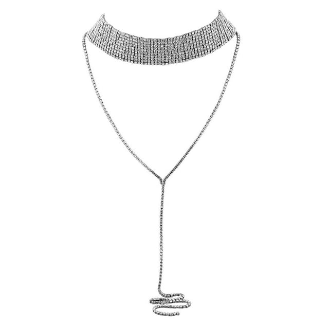 Up to 65% Off Tassel Inlaid Geometric Neck Alloy Multi-Layer Full Diamond Necklace Necklace Rings Earring Jewelry on Clearance
