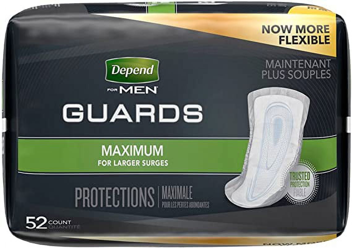 Depend Guards for Men Bladder Control Pad 12 Inch Length Heavy Absorbency Absorb-Loc One Size Fits Most Male Disposable, 13792 - Pack of 52