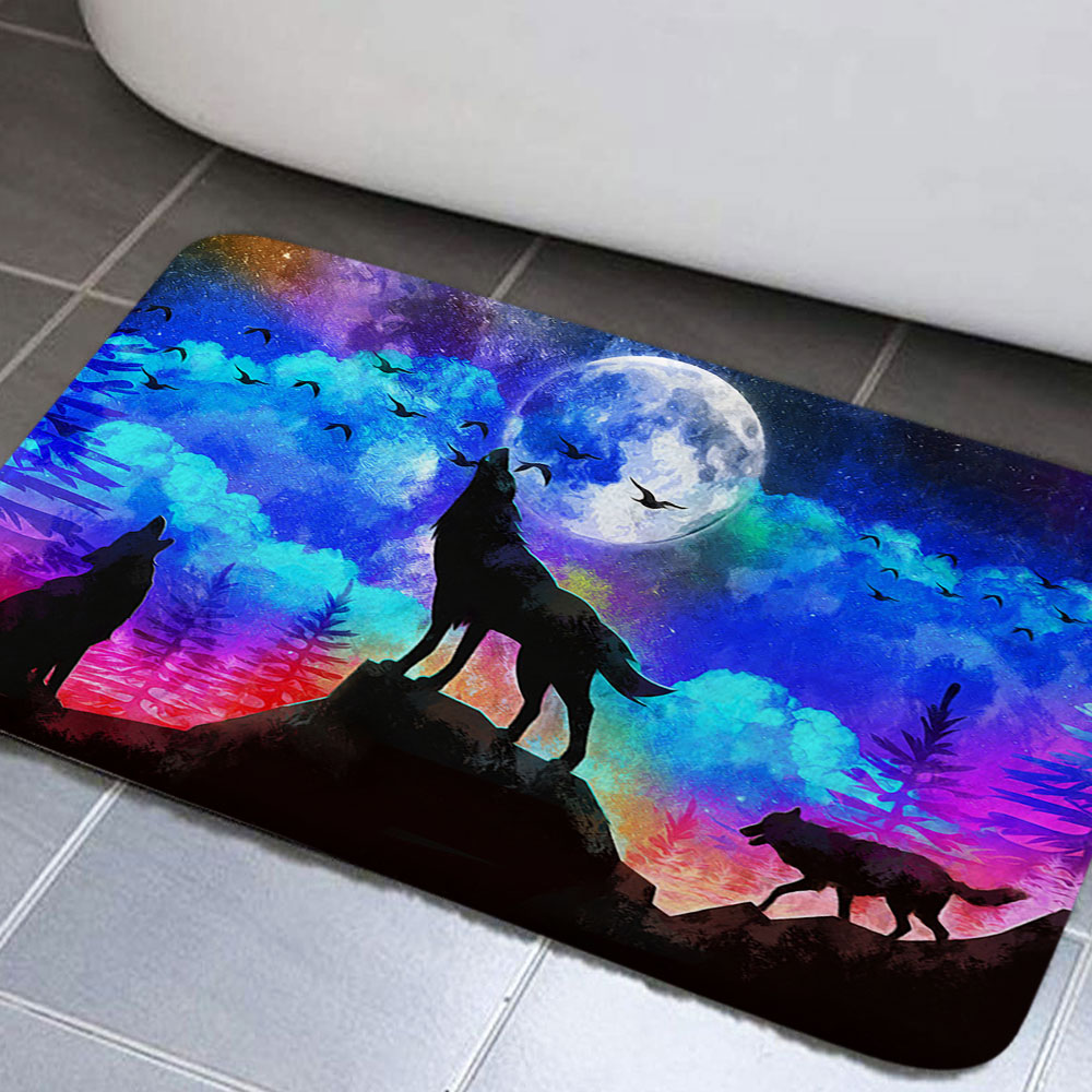 Fantasy Wolf Bathroom Sets with Bathroom Rugs and Rugs and Accessories