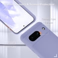 thumbnail image 5 of KOMI for Google Pixel 8a Case, Silicone Phone Case with 1 Screen Protector, Soft Anti-Scratch Microfiber Lining, Full Body Shockproof Slim Cover Support Wireless Charging, Lavender Purple, 5 of 5
