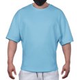 thumbnail image 1 of Camisas de gimnasio de algodón de gran tamaño, camisetas atléticas de entrenamiento de manga corta para hombres T65 Azul M Azul M Xishao ropa, 1 of 1