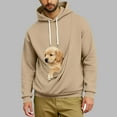 thumbnail image 2 of Timoontee Pet Pouch Hoodie Men Small Dog Cat Carrier Sweatshirts Oversized Kangaroo Pouch Hoodies Animal Holder Pullover Tops Beige XXXL, 2 of 5