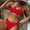 Red, variant on MSJUHEG Bathing Suits,Bikini Tops Full Coverage Bottoms,Halter String,Mid Rise Bikini Sets for Women,2 Piece Bikini Sets,Push Up,Strapless Bathing Suits for Women Green L