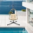 thumbnail image 3 of S-HOME Swing Egg Chair with Stand in Wicker Rattan with Cushion and Pillow for Indoor Outdoor Relaxation and Comfort,Beige+Brown, 3 of 15