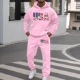thumbnail image 2 of ibiyuan Mens Tracksuits Hoodie 2 Piece Set Autumn Winter Casual Outfits Hoodie Pullover Tops Sweatsuit Pants Tracksuits Sportwear Set,Pink, 2 of 5