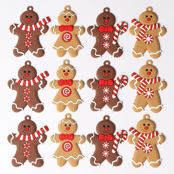 Christmas Ornaments Gingerbread Man Ornaments for Christmas Tree Decorations 12PCS Gingerman Hanging Christmas Tree Ornaments for Christmas Craft Supplies Holiday Decor