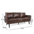 thumbnail image 3 of Noble House Carey Faux Leather 3 Seater Sofa, Dark Brown, 3 of 9