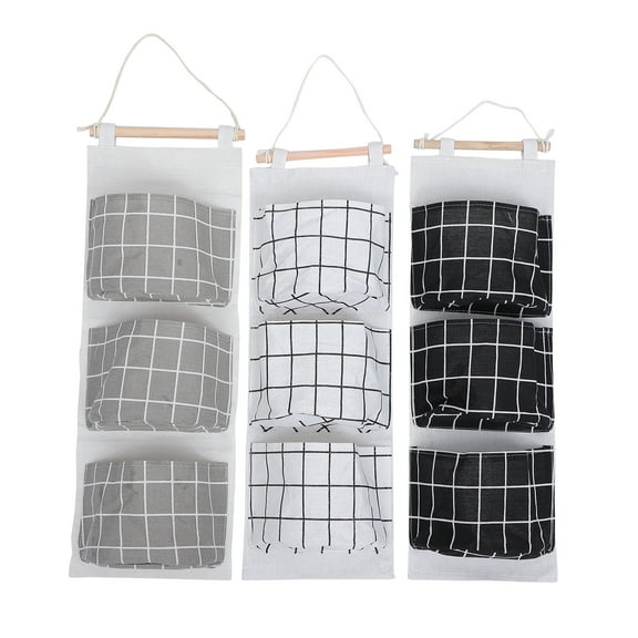 3Pcs Household Storage Bags Wall Storage Bag Hanging Storage Pouches for Bedroom