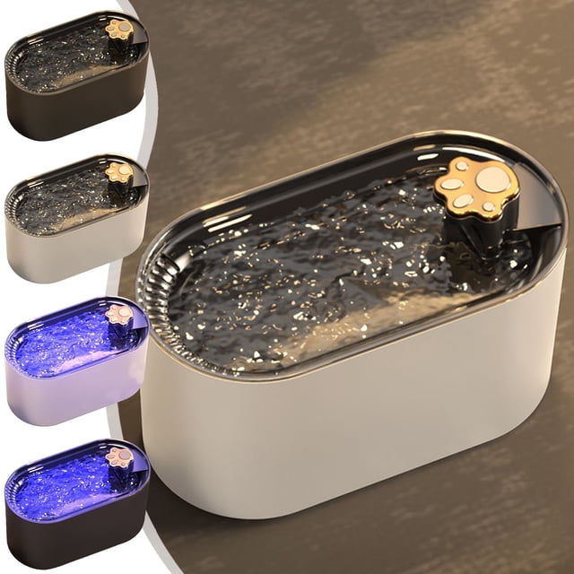 Automatic Pet Water Fountain with Filter, LED Light & Silent Pump for Cats and Small Dogs