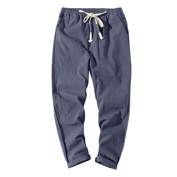 Vedolay Mens Sweatpants Linen Pants Men Summer Zipper Pants Linen Pants GY1,L