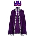 thumbnail image 4 of Capa navideña roja, azul y morada para fiesta entre padres e hijos del príncipe rey de Halloween, 4 of 5