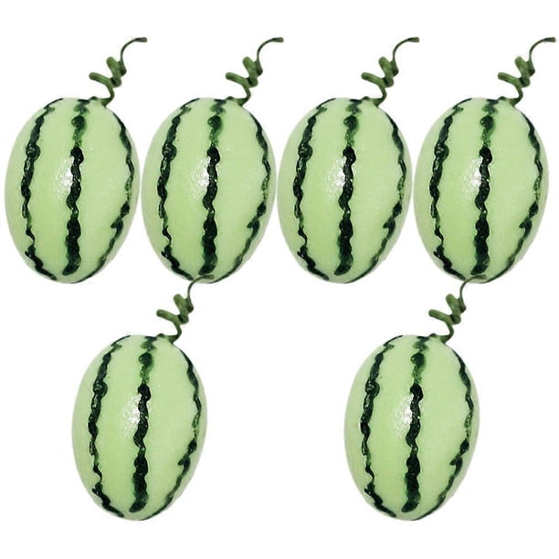 6pcs Mini Watermelon Fruit Models Realistic Miniature Ornaments for Dollhouse Decoration Family Accessories