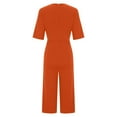 thumbnail image 5 of DianGeFu Jumpsuits for Women Dressy Short Sleeve Smocked High Waist Wide Leg Pants,Women's Summer Fashionable and Comfortable Solid Color Short Sleeved V-neck Jumpsuit,Orange,XL, 5 of 6